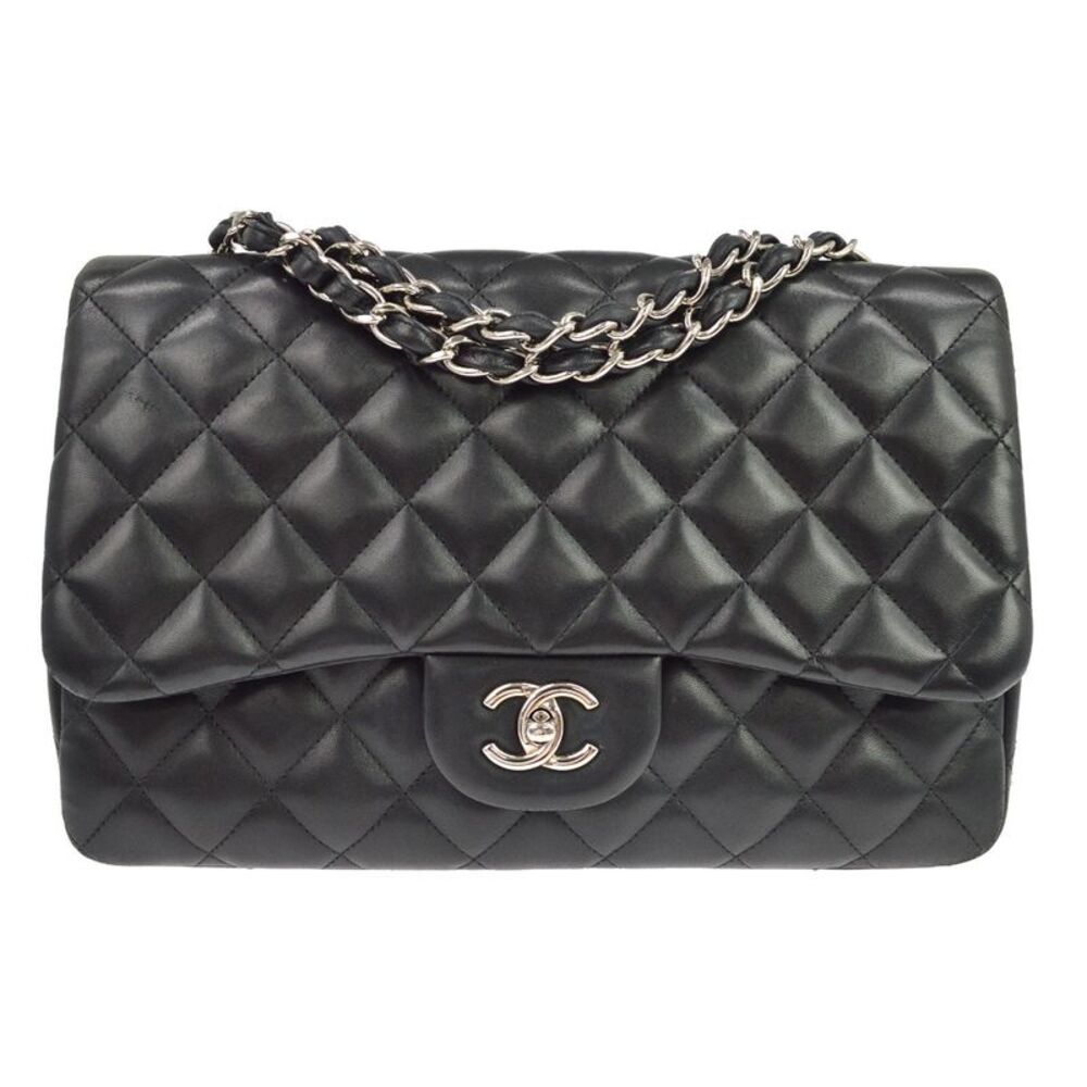 Chanel Classic Single Flap Quilted Lambskin Black Leather Handbag
